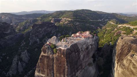 Aerial View of Monastery of Holy Trinity in Meteora Stock Photo - Image ...