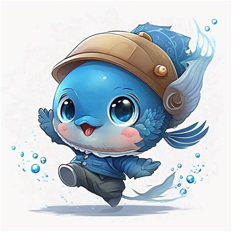 Premium AI Image | A cartoon character with a fish on his head