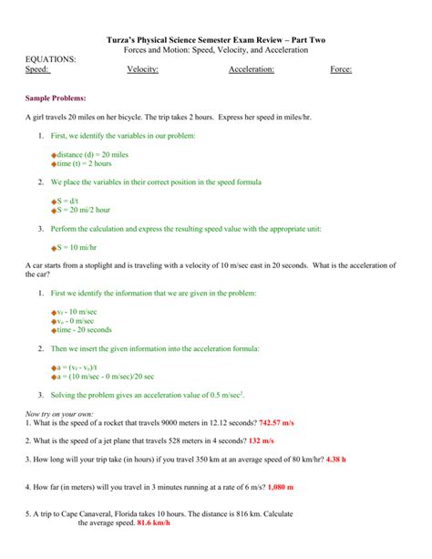 Acceleration Practice Problems Worksheet Amemyid