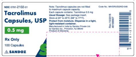 Tacrolimus Sandoz Inc FDA Package Insert