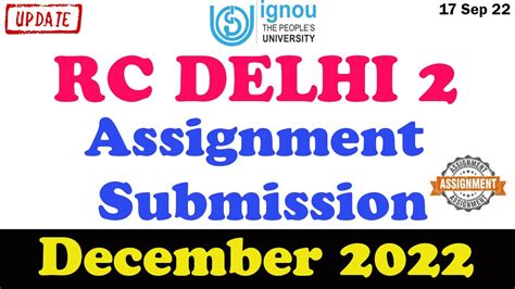 Ignou Rc Delhi Assignment Submission Guidelines December Rc