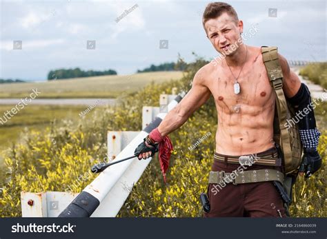Male Vandal Dirty Naked Torso Mace Stock Photo 2164860039 Shutterstock