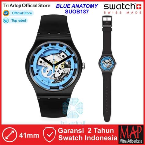 Promo Swatch Suob187 Blue Anatomy Jam Tangan Pria Analog Original Swiss