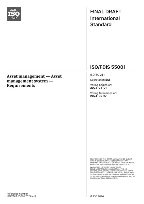 Iso 55001 Asset Management — Asset Management System — Requirements