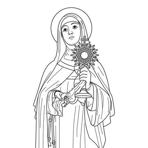 Saint Clare of Assisi Vector Illustration Outline Monochrome 10106789 ...