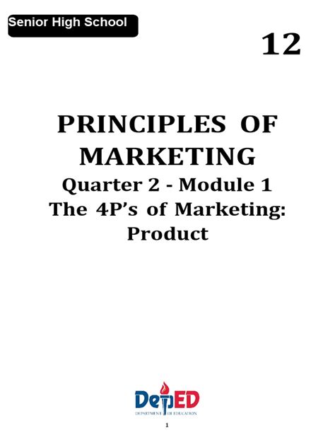 Principles Of Marketing Q2 M1 Pdf Goods Product Business