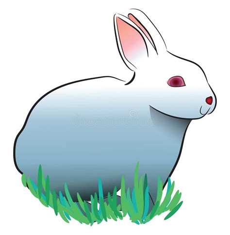 White Rabbit With Bunny Ears Vector Or Color Illustration Stock Vector