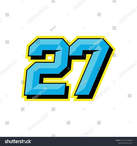 Number Vector Sports Racing Number 27 Stock Vector Royalty Free