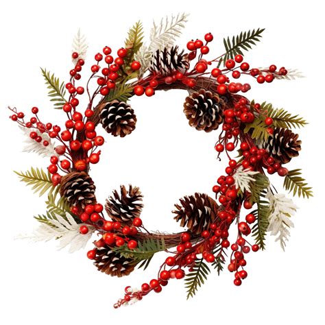 Christmas Wreath Decoration With Pine Cones And Hawthorn Berries