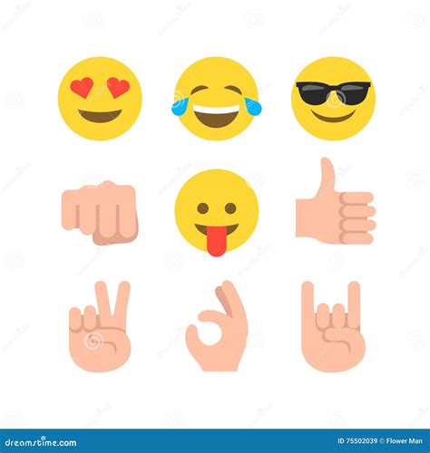 Sistema Plano Del Emoticon Del Estilo Stock De Ilustraci N