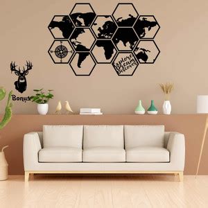 Jual Kreasi Kayu D Hexagonal Maps Dekorasi Dinding Peta Dunia World