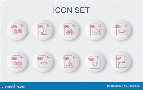 Set Line SVG File Document WAV 3DS CSS DOC AI HTML And OBJ Icon