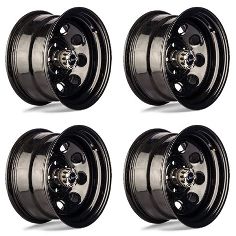 Set 4 17 Vision 85 Soft 8 Gloss Black Steel Wheels 17x8 5x5 Jeep Wrangler Rims Vision Black