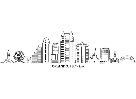 Orlando Florida Usa Skyline City Outline Silhouette Vector Graphic Svg