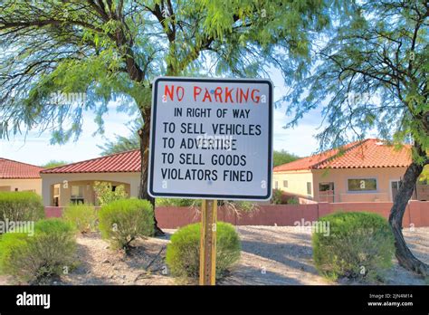 No Parking Sign In A Suburban Residential Area At Tucson Arizona