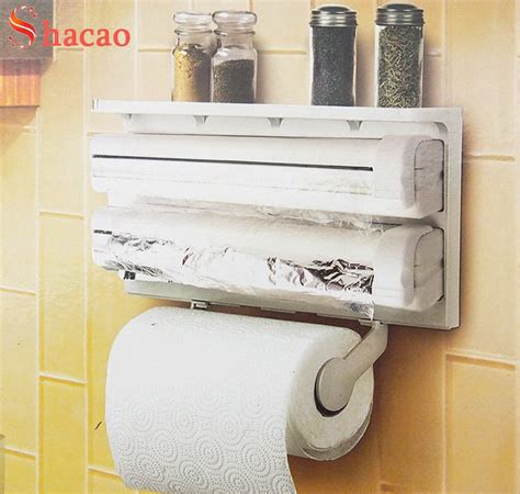 Wall Mount Kitchen Roll Dispenser Plastic Wrap Film Foil Paper Rack