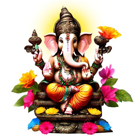 Happy Ganesh Chaturthi Lord Ganesha Design With Flower Ganesh