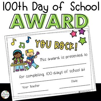 100th Day of School Certificate by The Blooming Mind | TPT