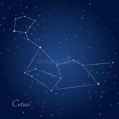 The Constellation Cetus Star In The Night Sky. Stock Vector ...