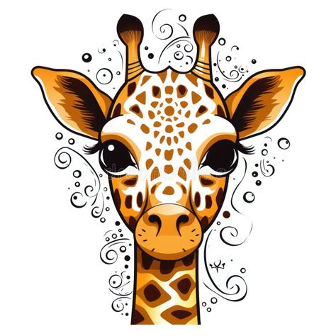 Chibi Giraffe Tshirt Design Graphic Cute Kawaii Style Stock