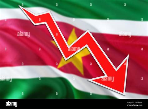 Suriname economy graph is indicating negative growth, red arrow going ...