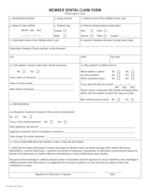 Dental Insurance Breakdown Form Templates PdfFiller