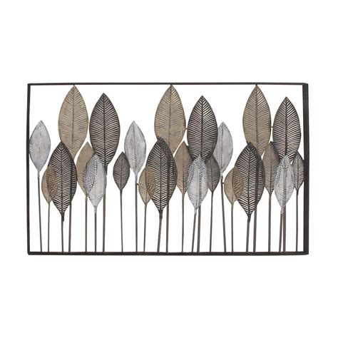 Litton Lane Metal Bronze Tall Cut Out Leaf Wall Decor With Intricate