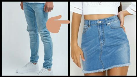 DIY Convert Old Jeans Into Skirt In 10 Minutes YouTube