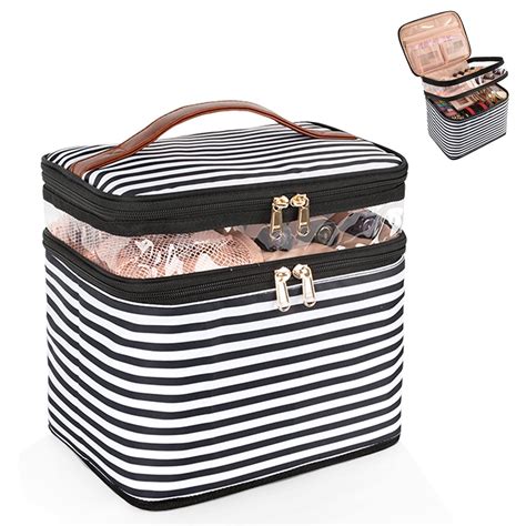 OCHEAL Large Makeup Bag, Double Layer Makeup Bag, Vertical Storage ...