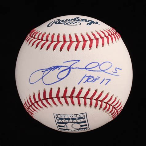 Jeff Bagwell Signed Oml Hall Of Fame Logo Baseball Inscribed Hof 17