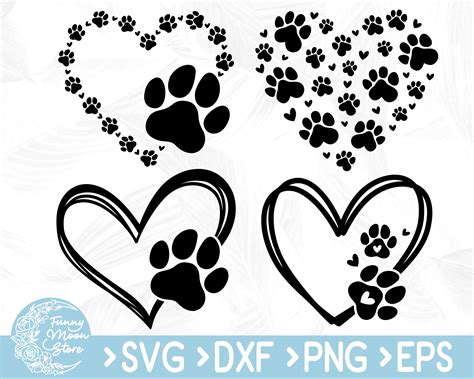 Hundepfote Herz Svg Bundle Svg Svg Dxf Eps Png Dateien F R Etsy