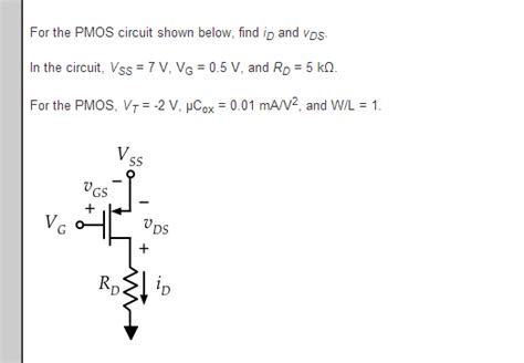 Solved Fo The PMOS Circuit Shown Below Find ID And VDS In Chegg