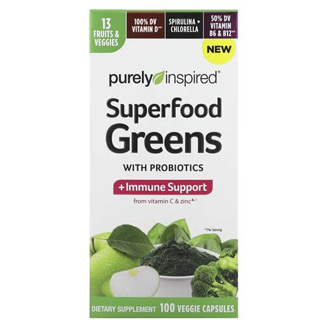 Purely Inspired Superfood Greens With Probiotics 100 Veggie Capsules