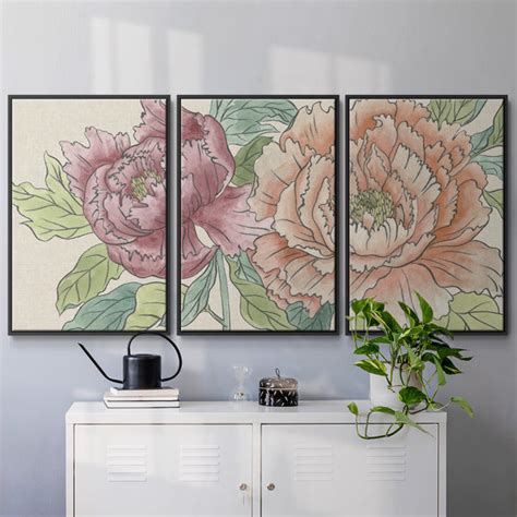 Winston Porter Peony Blooms Iv Framed On Canvas Pieces Print