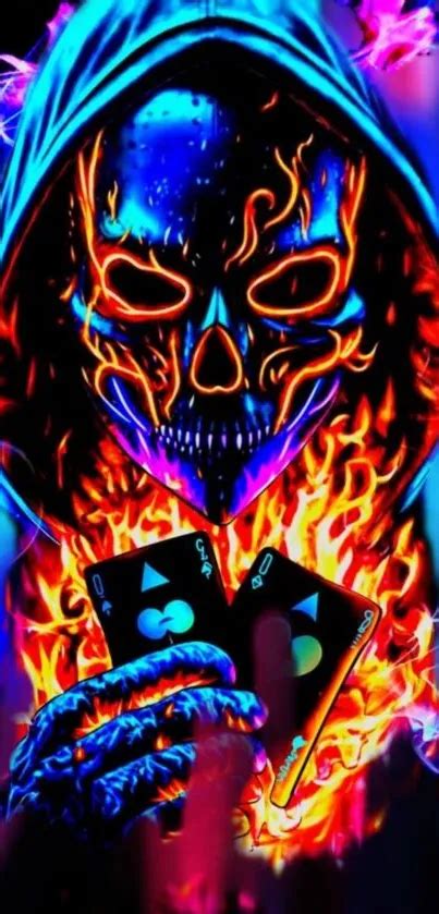 Vibrant Neon Skull Art - free download