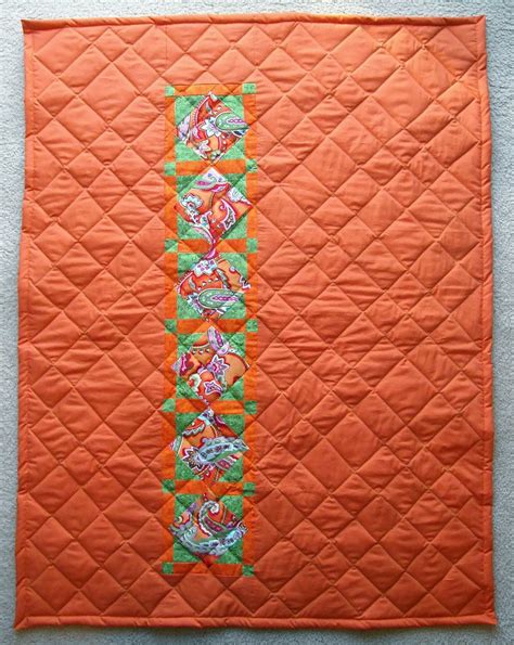 Crafter Without A Cat Orange And Green Paisley Quilt