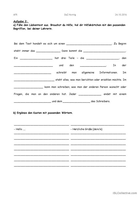 Briefe Schreiben Allgemeine Deutsch Daf Arbeitsbl Tter Pdf Doc