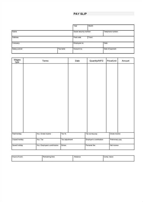 Blank Pay Stub Template Word Payroll Template Statement Template Word Template