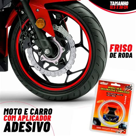 Friso De Roda Refletivo Motos E Carros Aplicador Adesivo Branco