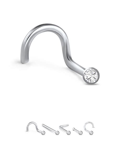 L Surgical Steel Nose Stud Mm Cz