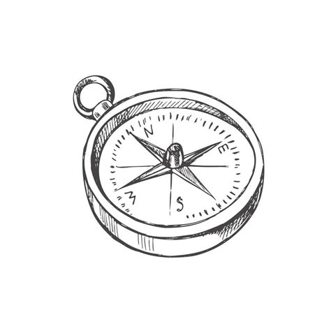 Hand Drawn Sketch Of Retro Compass Vintage Vector Illustration