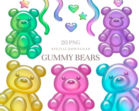 Gummy Bear Clipart Candy Clipart Rainbow Sweets Png Digital Etsy