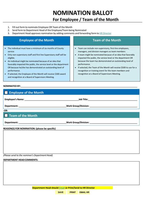 Employee Of The Month Criteria Template