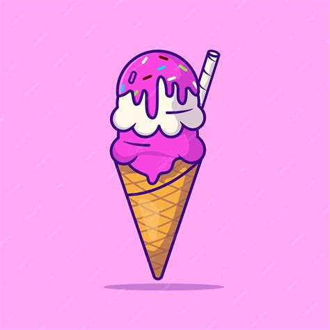 Premium Vector Ice Cream Cone Cartoon Icon Illustration Dessert