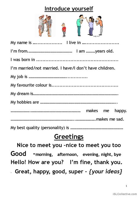 Conversation Activity Using Self Introduction Part Esl Worksheet By