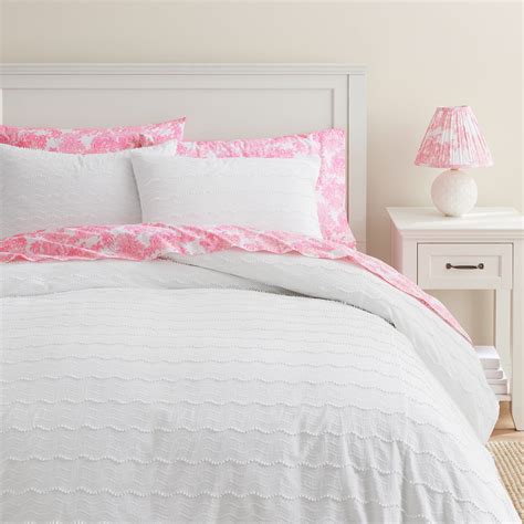 Lilly Pulitzer Mini Pom Waves Duvet Cover In 2024 Pink Dorm Rooms