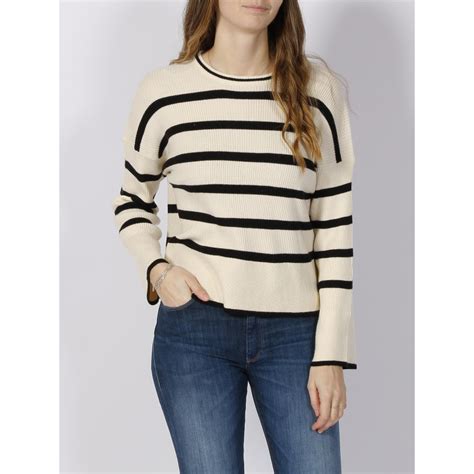 Pull Ray Libi Blanc Noir Femme Only Wimod