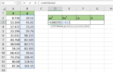 How To Perform Cubic Regression In Excel Sheetaki