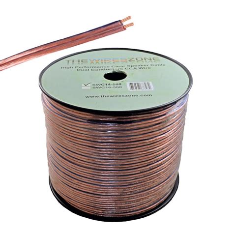 Clear 500ft 14 Gauge Speaker Cable Dual Conductors CCA Wire For Car Or