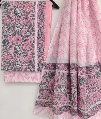 Hand Block Printed Cotton Suits With Mulmul Dupatta At Rs 600 Jaipur